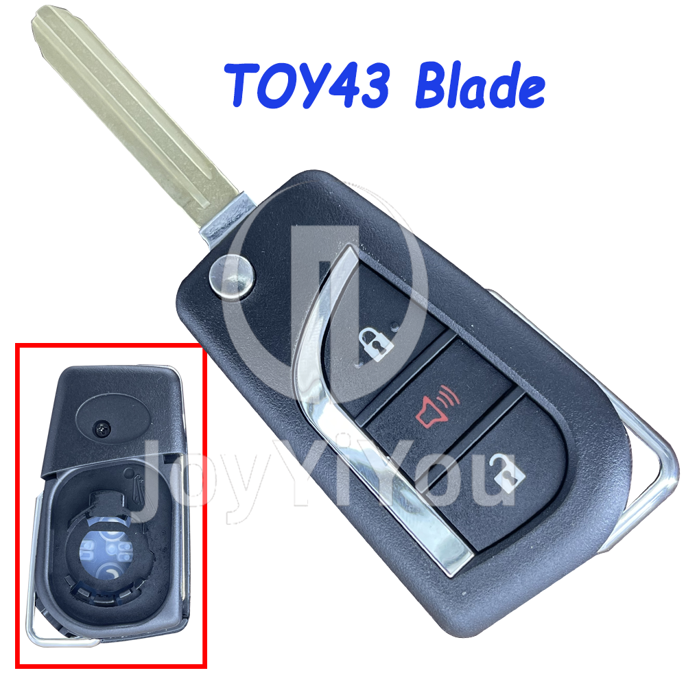 Replacement 2+1 Buttons Flip Remote Shell for TOY （TOY43）