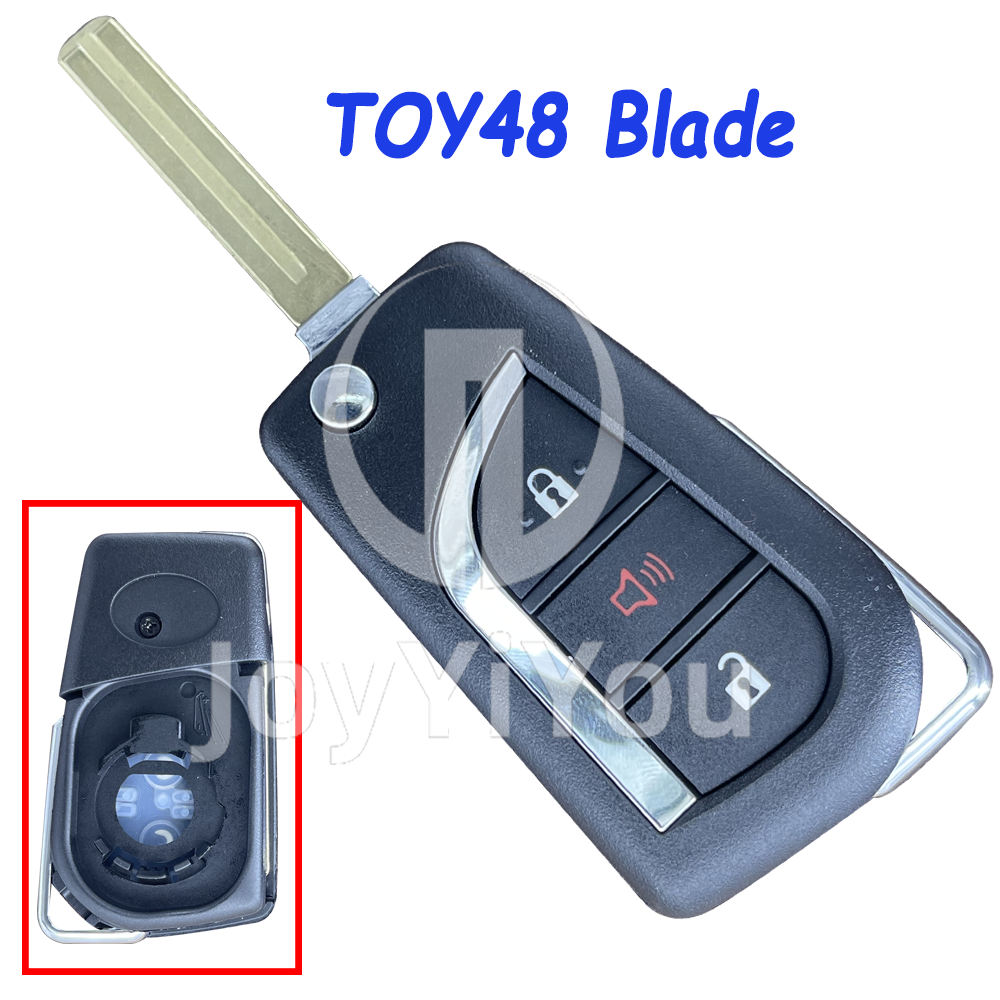 Replacement 2+1 Buttons Flip Remote Shell for TOY （TOY48）