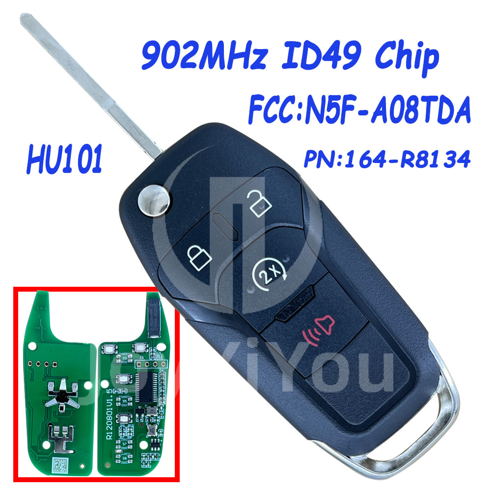 AFTERMARKET 3+1Button-START FCC:N5F-A08TDA PN:164-R8134 902MHz ID49 Chip Flip Remote Key For 2015-25 FD F-Series (HU101) 