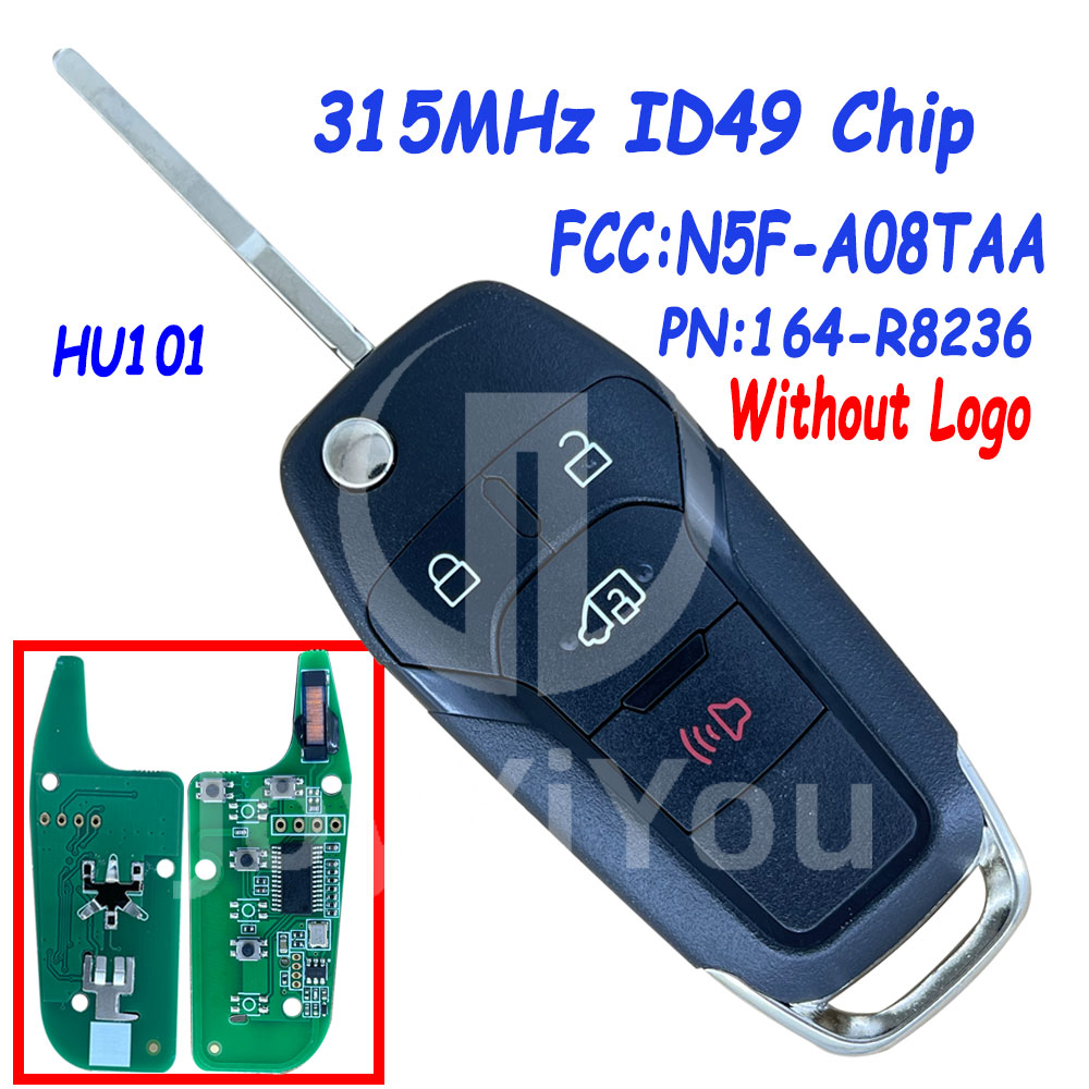 AFTERMARKET 3+1Button-MVP FCC:N5F-A08TAA PN:164-R8236 315MHz ID49 Chip Flip Remote Key For 2019-25 FD Transit (HU101) Without Logo