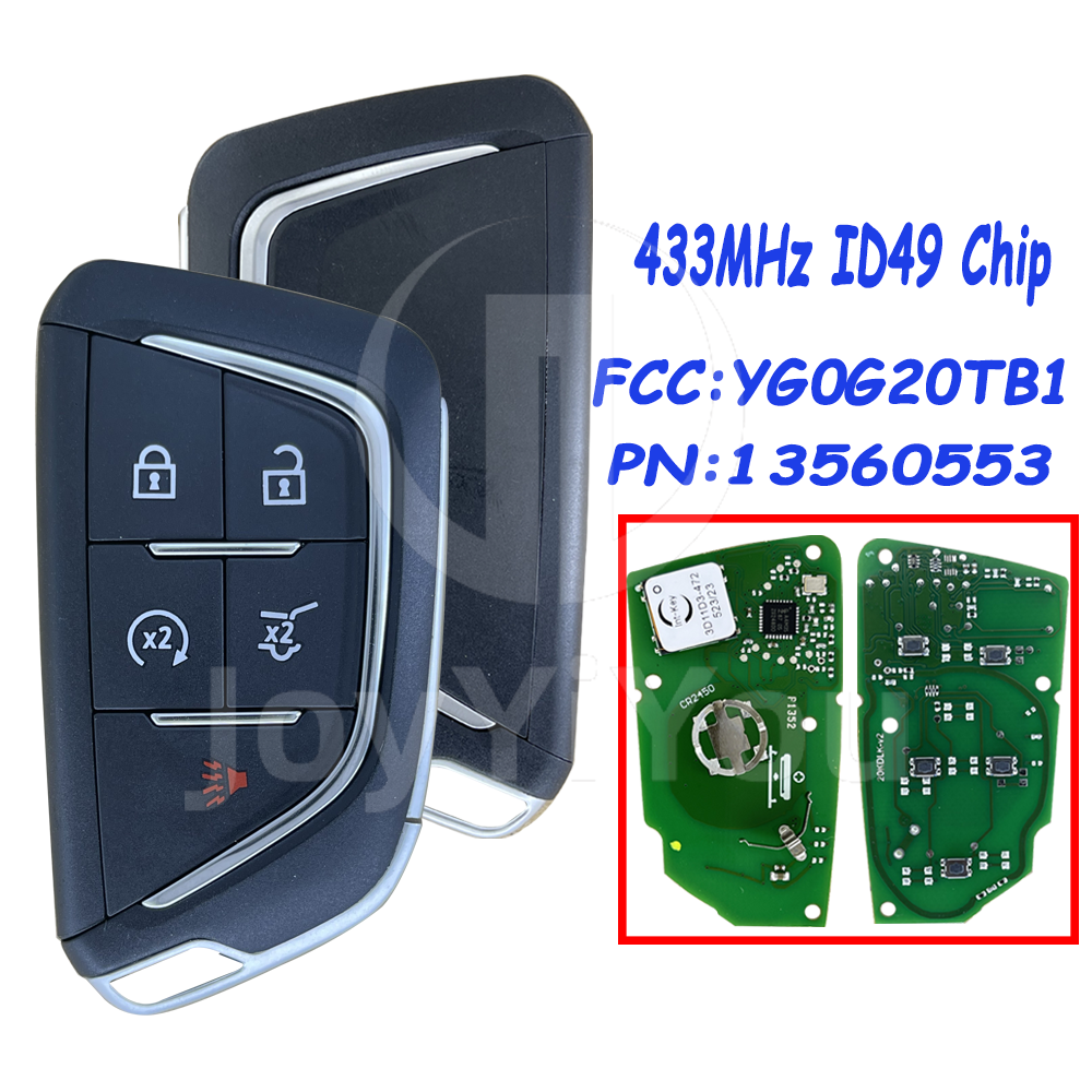 FCC ID: G0G20TB1 P/N: 13560553 433MHz ID49 Chip Smart Card For CAD 4+1Button-Hatch（HU100）