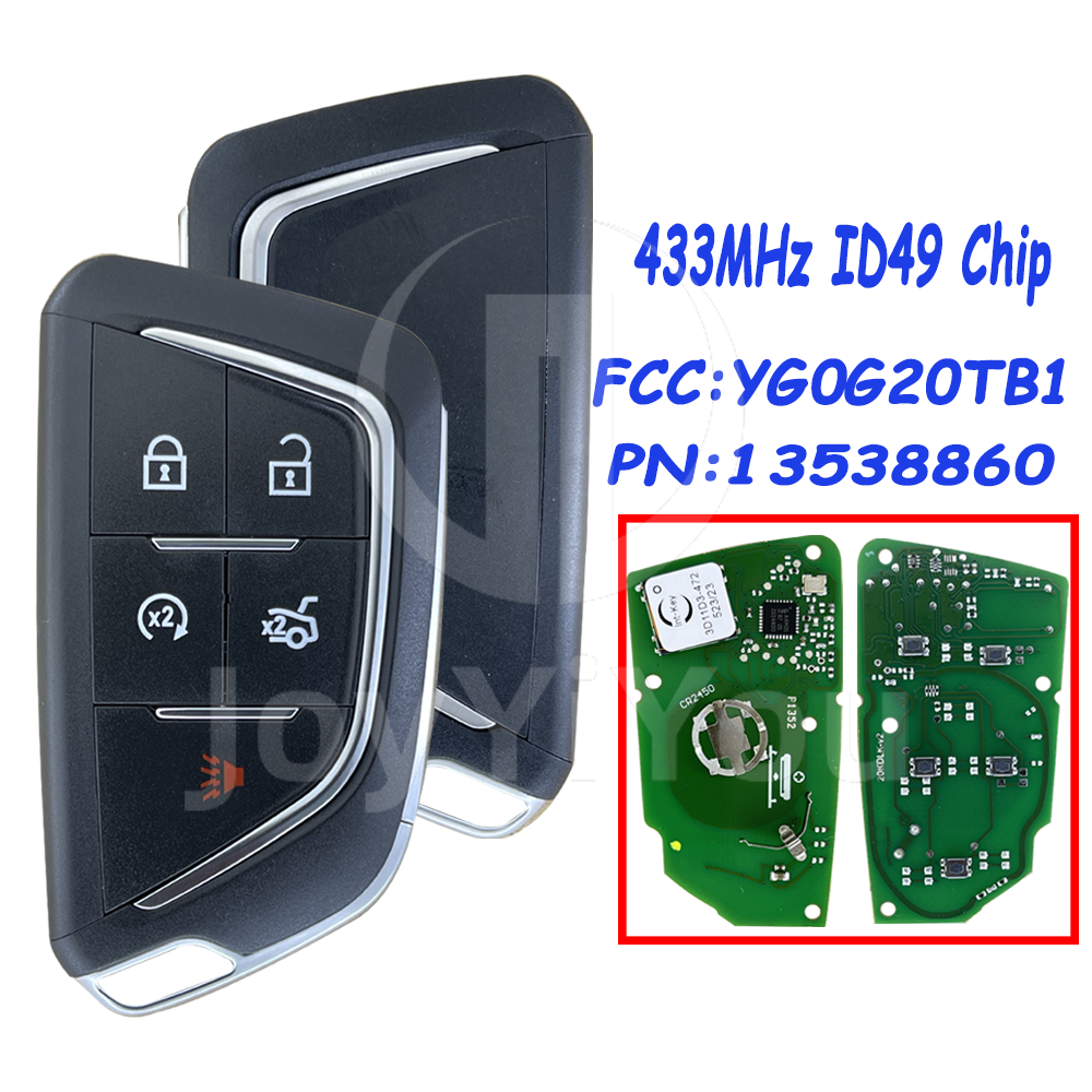 FCC ID: G0G20TB1 P/N: 13538860 433MHz ID49 Chip Smart Card For CAD 4+1Button-Trunk（HU100） 