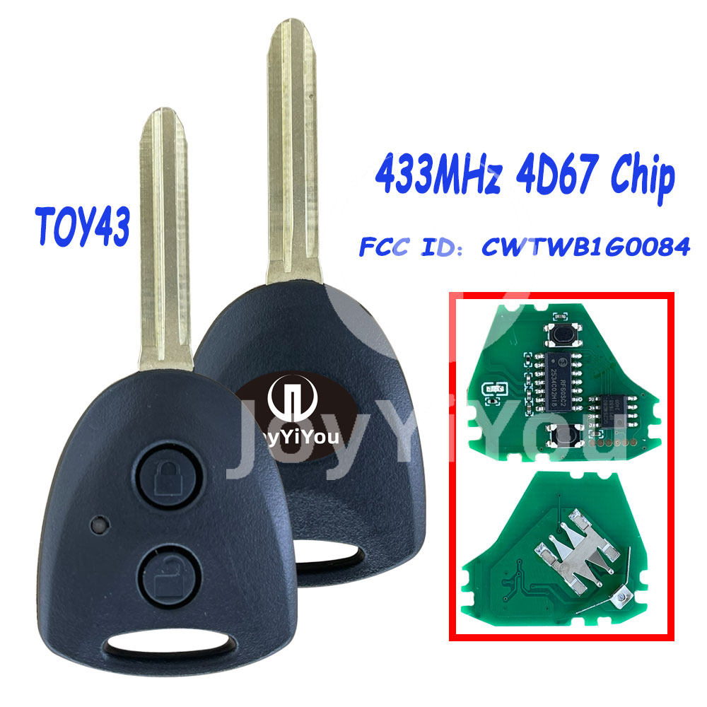 FCC ID:CWTWB1G0084 2Button Remote Key 433mhz/4D67 Chip For TOY Grand New Avanza(TOY43)