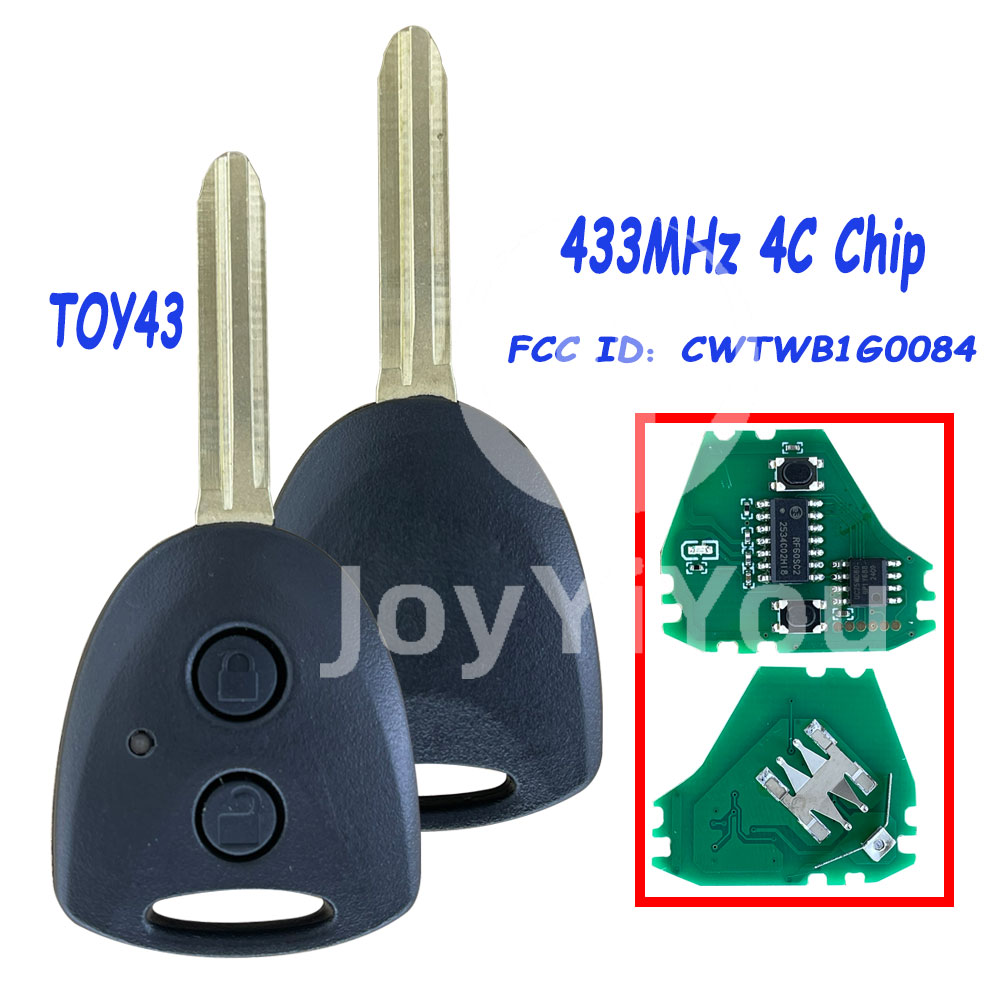 FCC ID:CWTWB1G0084 2Button Remote Key 433mhz/4C Chip For TOY Grand New Avanza
