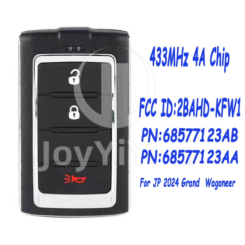 FCC ID:2BAHD-KFW1 PN:68577123AB PN:68577123AA 433MHz 4A Chip Samrt Card For 2+1Button JP 2024 Grand  Wagoneer