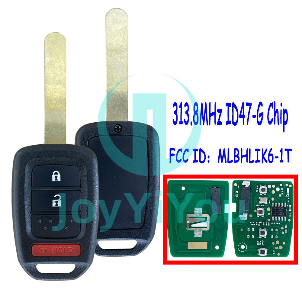 FCC:MLBHLIK6-1T 2+1Button-Hatch 313.8MHz ID47 Chip-G Remote Key For HON 2015 - 2020 FIT（Without Logo）