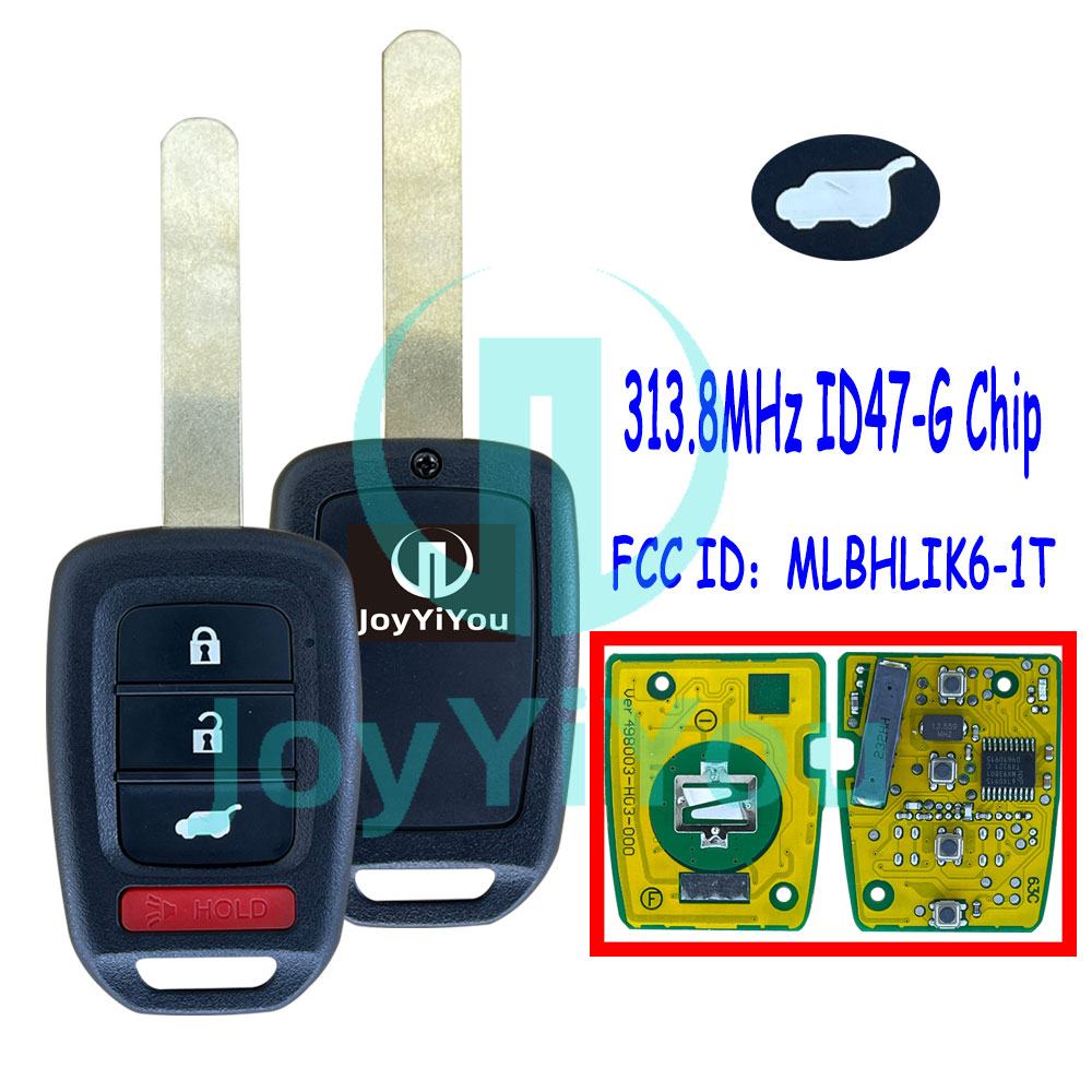 Yellow PCB FCC:MLBHLIK6-1T 4Button-Hatch 313.8MHz ID47 Chip-G Remote Key For HON CR-V HR-V 2014 - 2021 