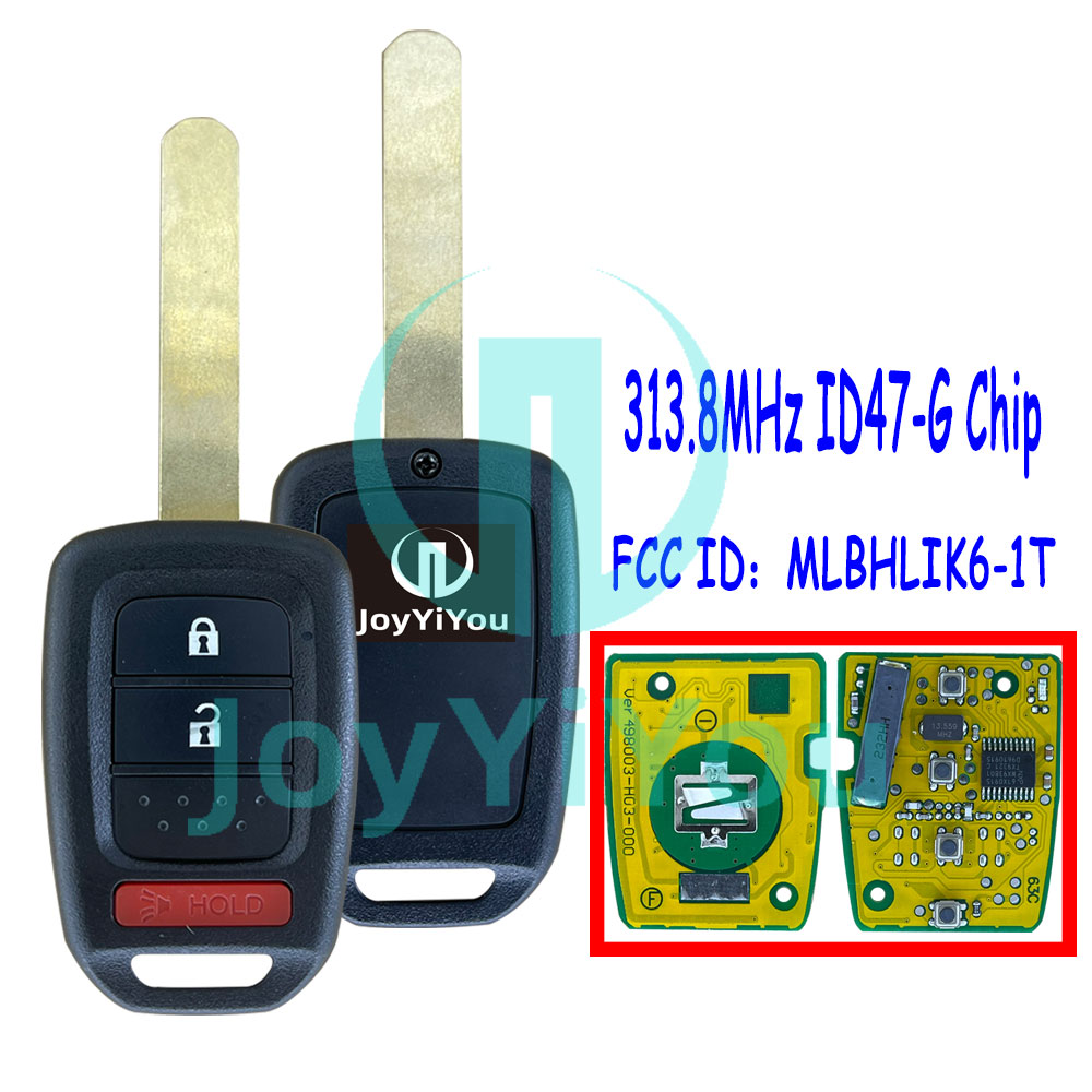Yellow PCS FCC:MLBHLIK6-1T 3Button-Hatch 313.8MHz ID47 Chip-G Remote Key For HON 2015 - 2020 FIT