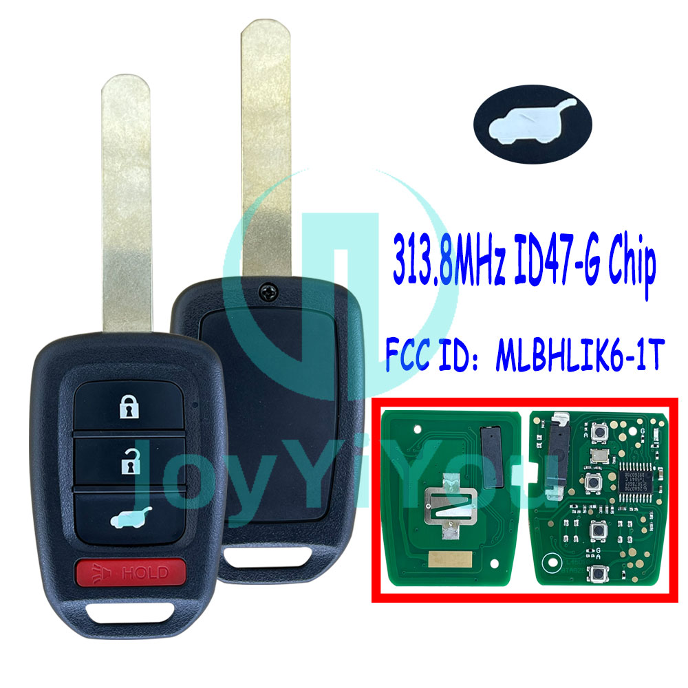 FCC:MLBHLIK6-1T 3+1Button-Hatch 313.8MHz ID47 Chip-G Remote Key For HON CR-V HR-V 2014 - 2021 （Without Logo）
