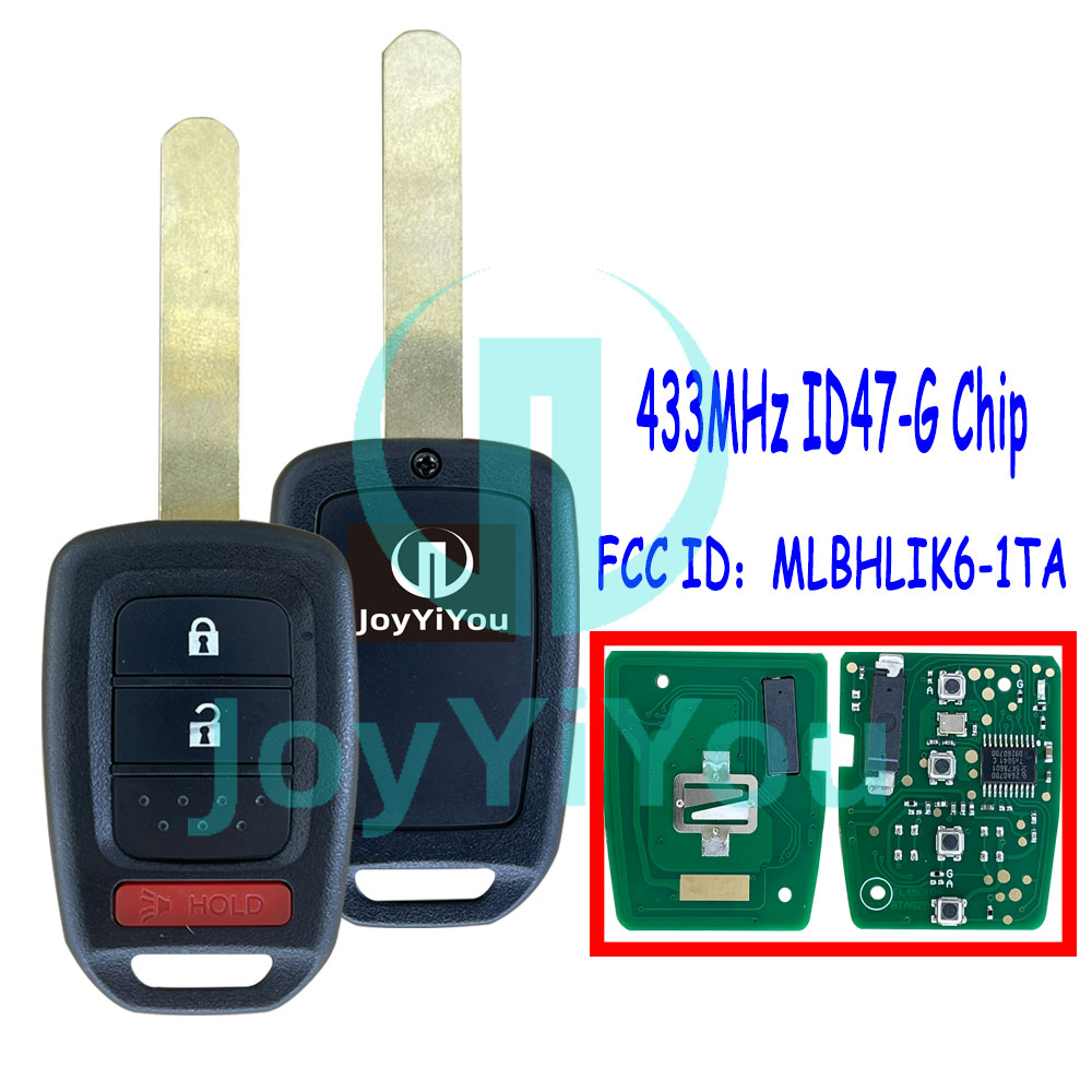 FCC ID：MLBHLIK6-1TA 433MHz ID47 Chip Remote Key For HON 2+1 Button HON66 Blade